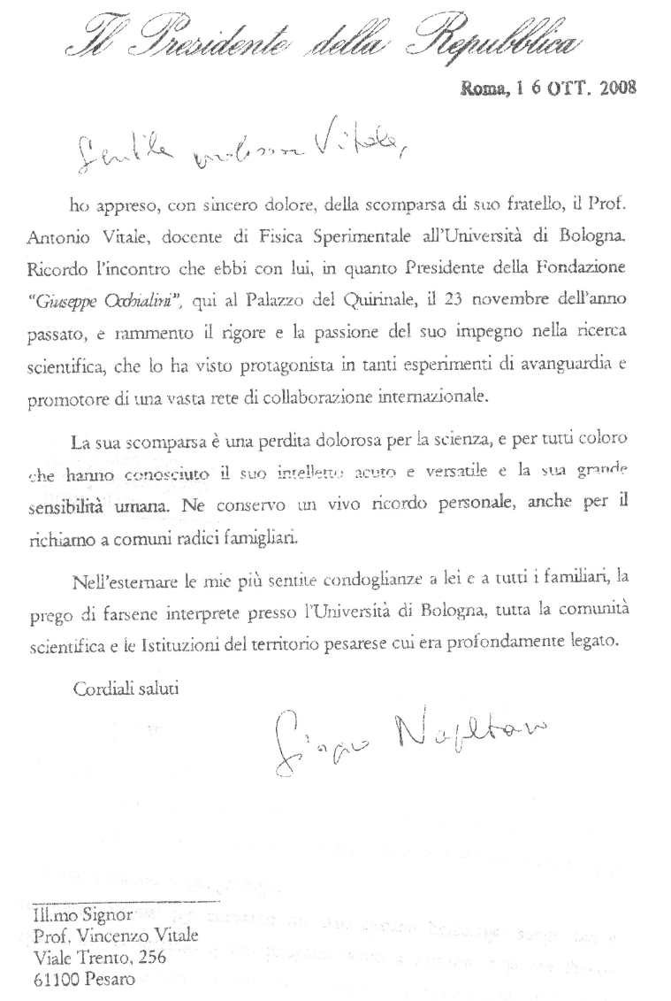 Lettera Napolitano